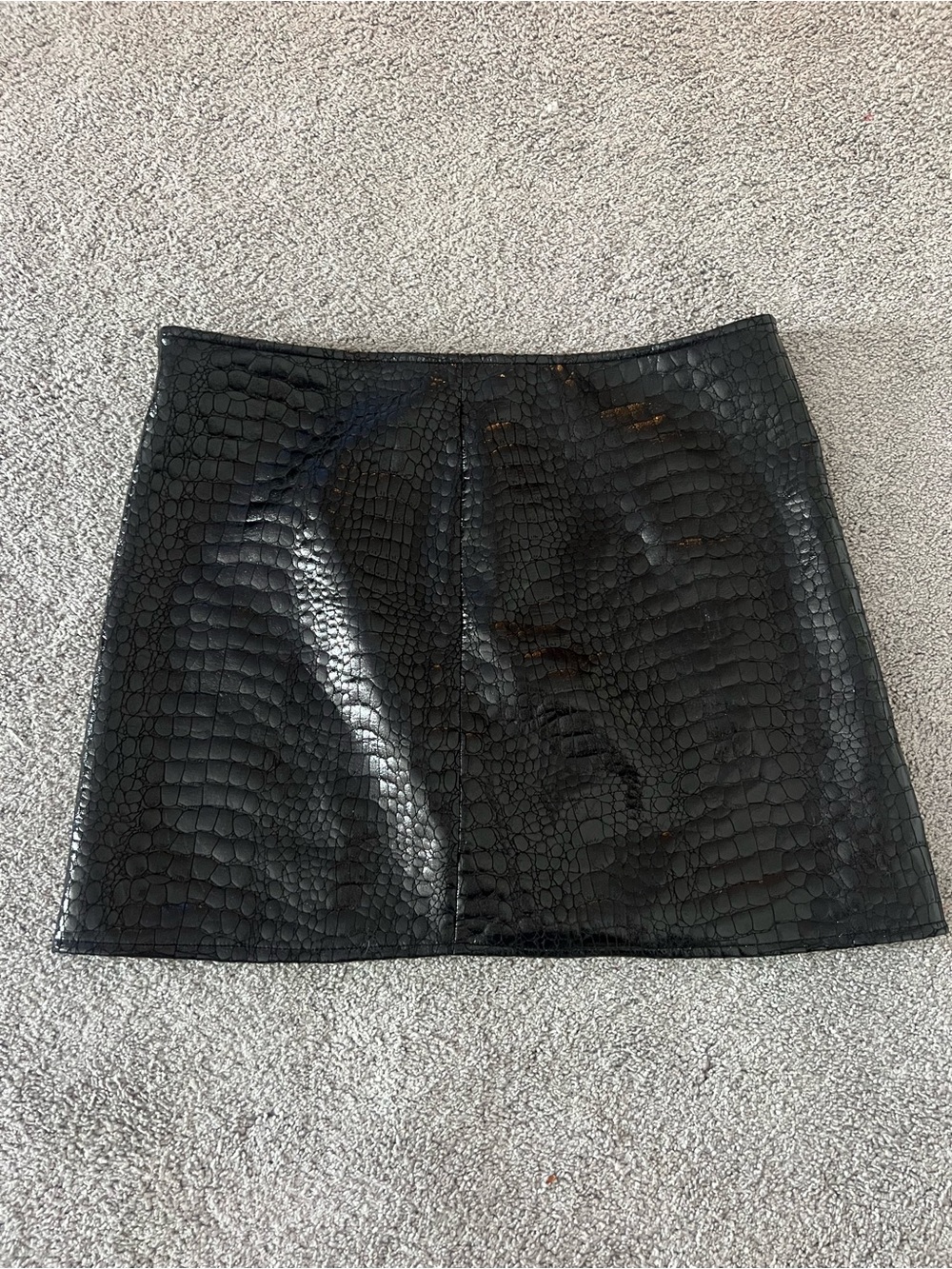 Motel Rocks Black Faux Croc Mini Skirt